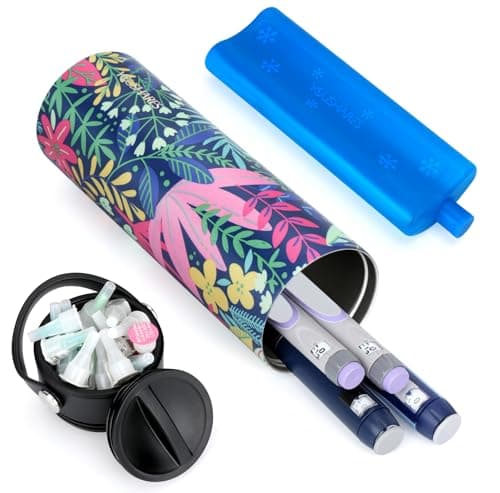 YOUSHARES Insulin Pen Cooler Travel Case - Portable Medicine Cool Bag 48H Cooling, TSA Approved Insulin Pen Case with Ice Pack for Diabetes Supplies, Holds 1-5 Insulin Pens (Rainforest)