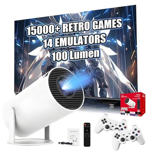 M300 Pro Portable Movie Projector with WIFI and Bluetooth, Smart Projector with built in 15000+ Game 14 Emulator, 100 Lumen, 1024 * 600P, Android 11 Game Console for Outdoor, Home Theater (Red Box)
