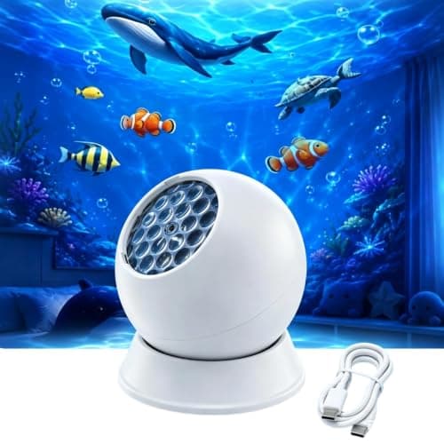 360° Dynamic Rotating LED Ocean Wave Night Projector Light, Ocean Projector Light with Ambient Lighting, Multi-Angle Adjustable Base for Bedroom Home Theater Game Room Decor (Ocean)