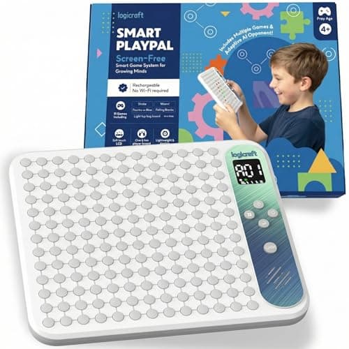 Logicraft Smart Playpal 17-in-1 Screen-free Electronic Handheld Game for Ages 4+ | Smart AI Opponent, 1–2 Players, 169 Touch Lights | USB‑C Rechargeable | Travel Game for Kids and Adults