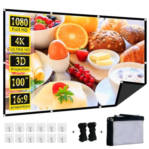 Foldable 100-inch Projector Screen,XINLEMY 4k 16:9 Anti-Crease Portable Washable Projector Backing Black Absorbs Light Movies Screens for Home Theater Backyard Indoor and Outdoor camping