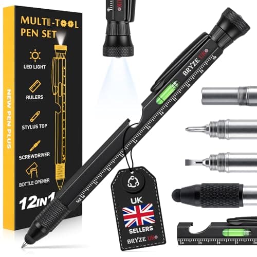 12-in-1 Multi-Tool Pen – Cool Gadget Gifts for Men, Fathers, Teens | Birthday, Christmas, Father’s Day, Stocking Filler, Easter, Valentines, Graduation