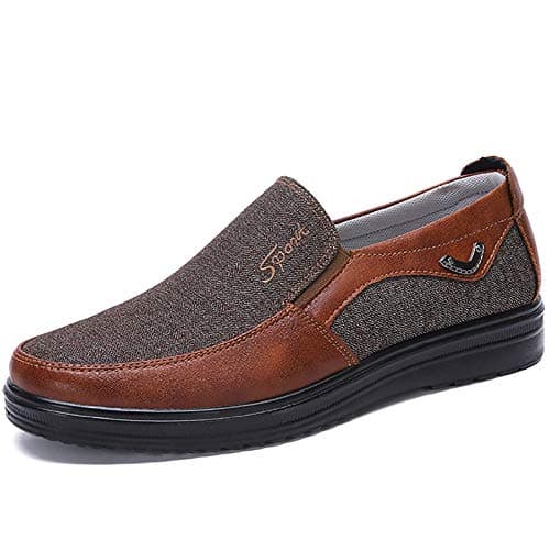 COSIDRAM Mens Slip on Loafers Walking Casual Driving Shoes Canvas Flat Lightweight Outdoor Brown 8