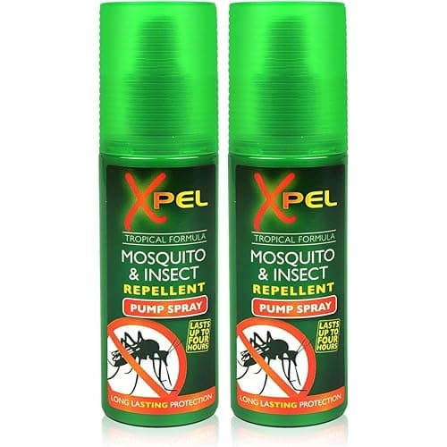 2X Xpel Mosquito Insect Fly Bite Repellent Spray 70ml – Tropical Formula, DEET-Based Protection, Long-Lasting Pump Spray for Travel, Camping, Hiking, Outdoor