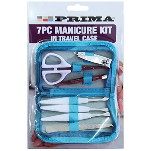 7x Pcs PRIMA Unisex Manicure Kit + Travel Case Health Beauty SPA Salon Nail Clippers Tweezers Safety Scissors File Men Women Grooming Care Pedicure Tools UK FREE P&P