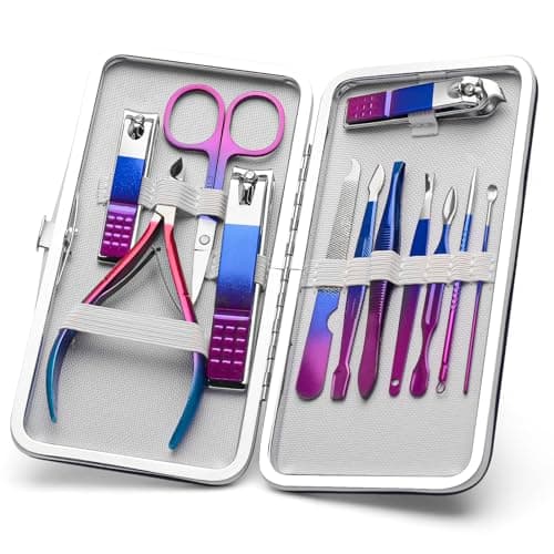 CGBE Manicure Set 12pcs, Professional Nail Clipper Grooming Kit with Case