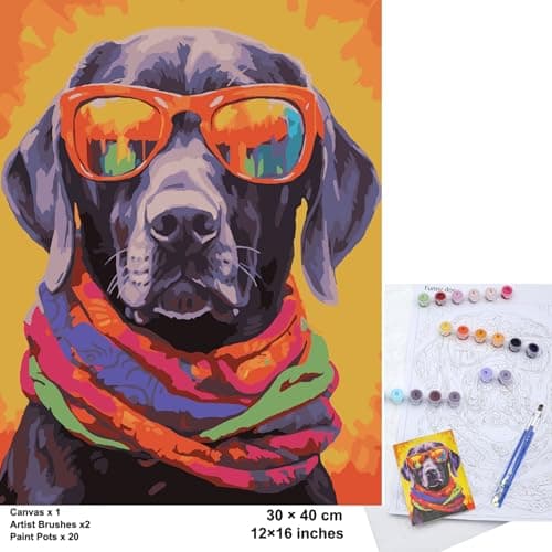 EXERZ Rolled Up Canvas Paint by Numbers Kits 30x40cm Portrait Funny Dog
