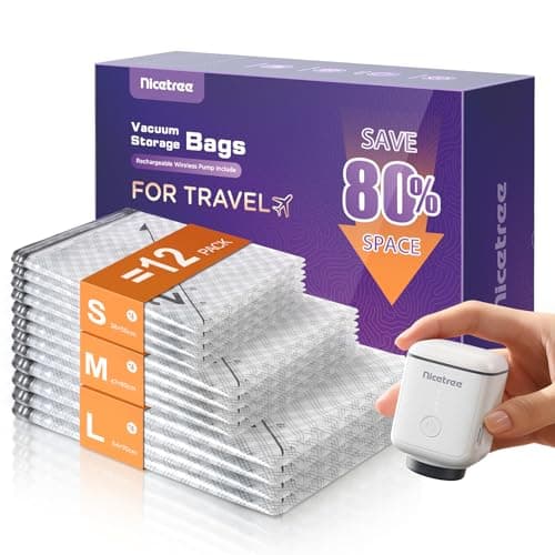 Innsky 12-Pack Vacuum Storage Bags with Rechargeable Pump, 3 Sizes