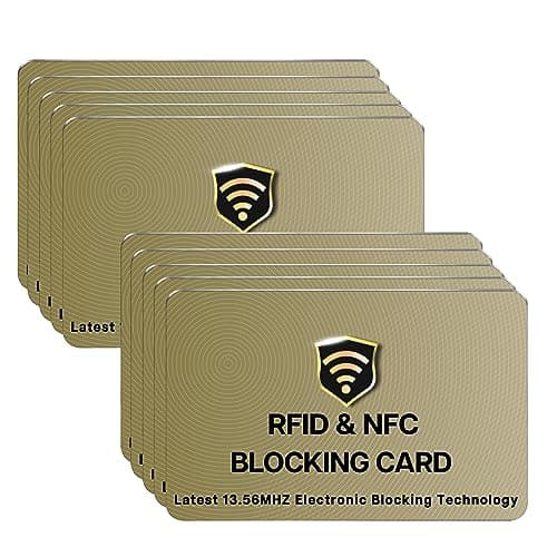 SAITECH IT RFID Blocking Card, 10 Pack Premium Contactless NFC Debit Credit Card Passport Shield Protector Blocker Set for Men & Women, Smart Slim Design Perfectly for Wallet/Purse - Golden