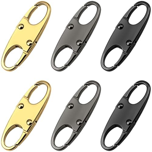 Lunhoo 6 Pcs Carabiner Zipper Clips, Small Snap S Hooks, Anti-Theft Zipper Pull Locks for Travel Bag, Backpack, Luggage, Outdoor Sporting, Universal Zip Pull Replacement Repair Kits