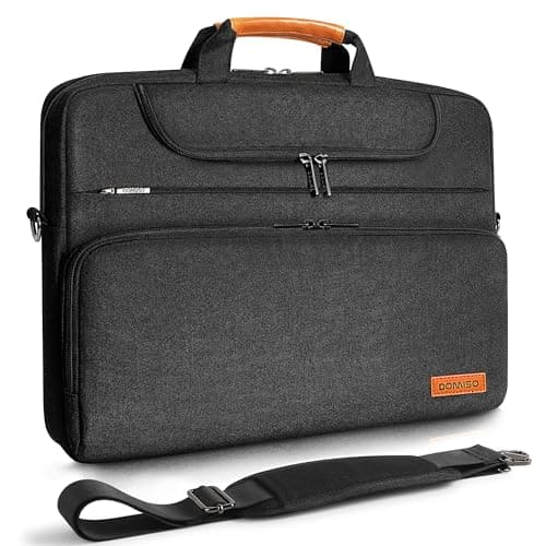 DOMISO 18 inch Laptop Bag Case Sleeve,Waterproof Business Briefcase Messenger Shoulder Bag for Lenovo LG Acer HP Dell MSI Alienware,Black