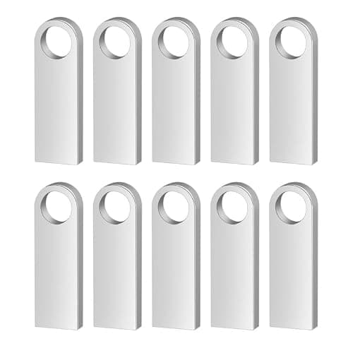 10 Pack 4GB Silver Metal USB Flash Drive, Thumb Drive, USB 2.0, Waterproof