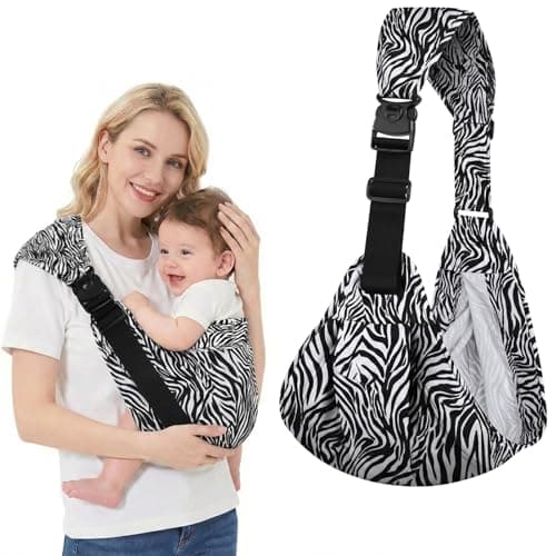 AYESY Baby Carrier, Portable Toddler Sling Carrier with Adjustable Thick Shoulder Straps, Soft Baby Sling for Newborn Up to 3-24 Months, Breathable and Comfortable(Zebra)