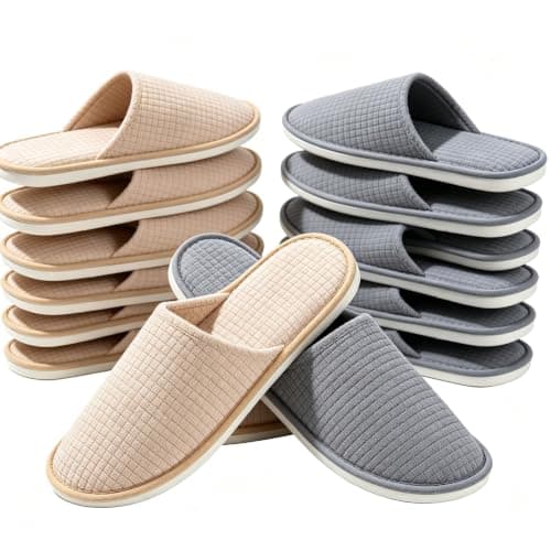 Defresit Disposable Hotel Slippers 10 Pairs Bulk, Non-Slip, Washable