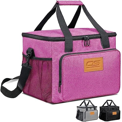 Insulated Portable Food Cooler Bag, Large Capacity, Waterproof, Lightweight, for Camping, BBQ, Travel, and Outdoor Activities (Pink, 15L)