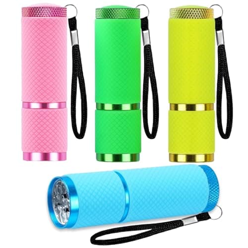 GEU 4 Pack Mini Torch Set, Small Camping Torch with 9 LEDs, Glow in Dark