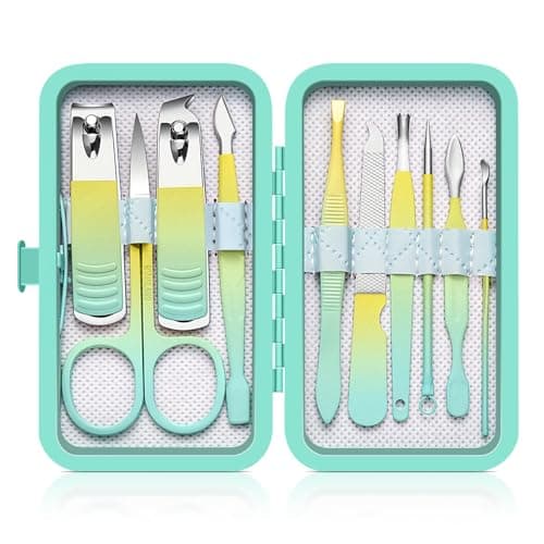 UNUSVERUM Manicure Set 10PCS Professional Nail Care Kit, Stainless Steel Pedicure Care Tools with Travel Case, Nail Clipper Set Gift for Women Wife Parents