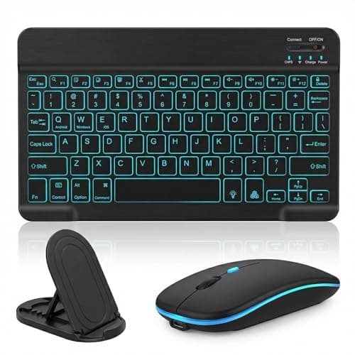 Backlit Bluetooth Keyboard and Mouse Set Rechargeable Wireless for Office