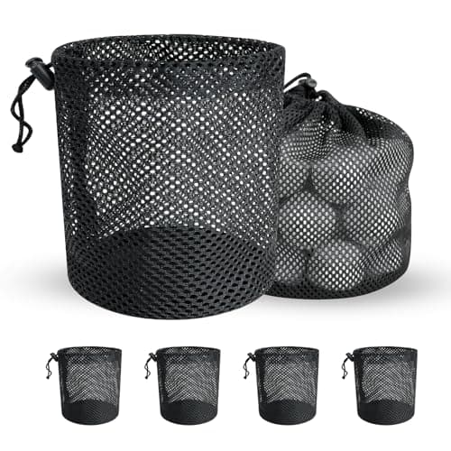 Mordx Golf Ball Storage Bag-6 Pack Mesh Bags with Drawstring,Golf Shag Bag Organizer,Sports Equipment Organizer Sack,for Collecting Half Balls Tennis Beach Travel (6, 15x20cm