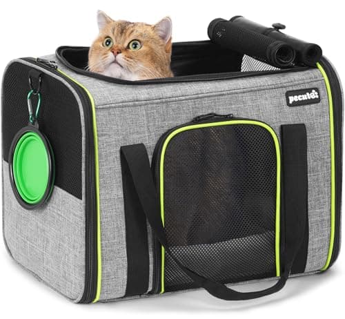 pecute® Cat Carrier Large with Removable Pet Nest up to 8kg, Foldable Cat Carrier Bag, Portable Dog Travel Bag, Breathable Mesh Fabric, Suitable for Car Travel, Bus, Subway,Picnic