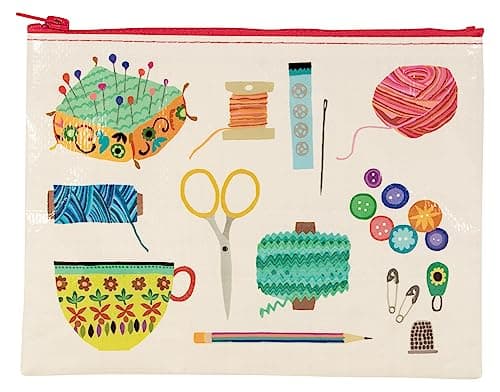 Blue Q Zipper Pouch –Recycled Cosmetic Travel Bag, Chunky Zipper-Sewing Kit
