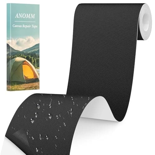 ANOMM Canvas Repair Patch, Self-Adhesive Fabric Patch (10 * 200cm, Black)