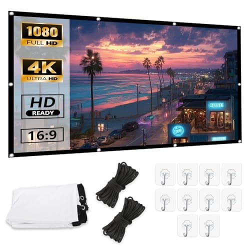 Screen Projector 100 Inch 16:9 HD Foldable Projector Screen Portable Projector Screens Hanging Double-Sided Projection Anti-Wrinkle Projector Screen for Home Cinema Home Office Camping School Meeting
