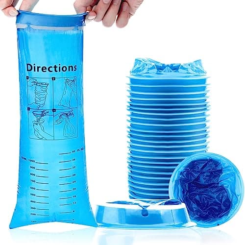 TonJin 25Pack Disposable Sick Bags for Car Travel, 1000ml Blue High Density Leak Resistant & Portable Travel Sickness Vomit Bags with Snap for Pregnant Women Car Bus or Aircraft