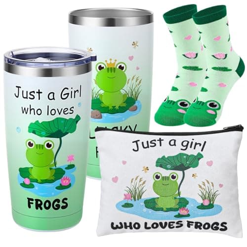 saerryor Frog Gifts for Women Girls,20oz Insulated Tumbler Socks Makeup Bag