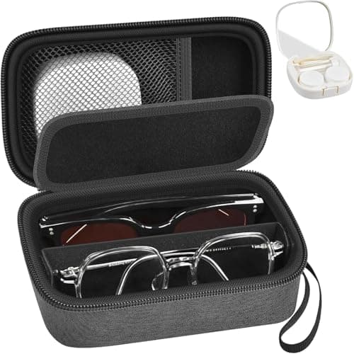 GWCASE Portable 2-in-1 Glasses and Contact Lens Travel Case for 2 Pairs