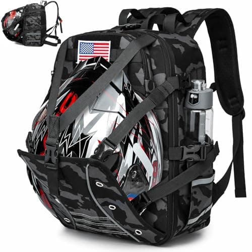 RUCYEN Motorcycle Helmet Bags, Large Capacity Waterproof Helmet for Men, Motorcycle Accessories Helmet Storage Cycling Bag (Black Camo)