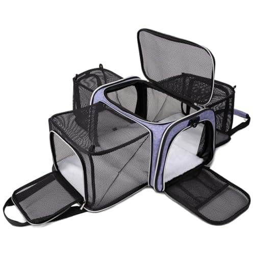 BAGLHER Cat Carrier Bag, Airline Approved Pet Carrier Soft Side Pet Travel 5 Sides Open Doors 3 Sides Expandable Foldable Dog Carrier with Fleece Pad