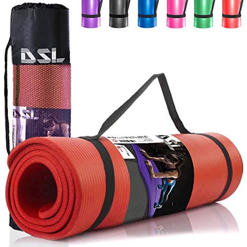DSL Extra Thick 15mm Non-Slip Yoga Exercise Mat, 61x185cm (Red)
