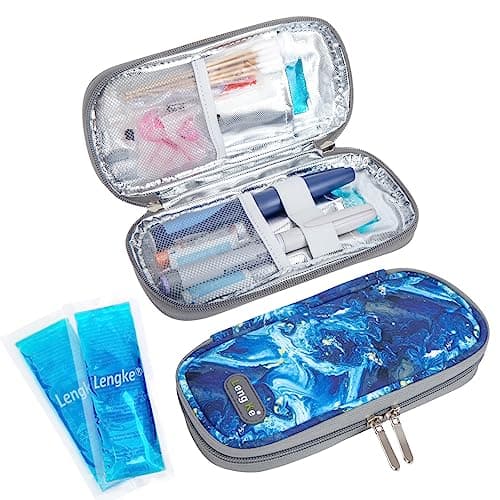 SUNMON Monjaro Travel Case, Compact Insulin Pen Cooler Travel Case with 2 Reusable Ice Packs Medicine Cool Bag, TSA Approved Medication Cooler for Travel (Sand Blue)