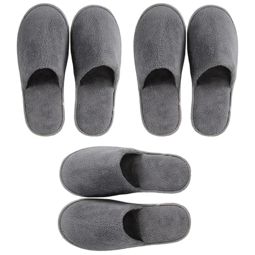 FEZTGVOFA 3 Pairs Hotel Slippers, Spa Slippers, Comfortable Disposable Non-Slip Guest Slipper, Soft Coral Velvet Travel Slipper, for Spa, Travel, Family Hotels,Guest