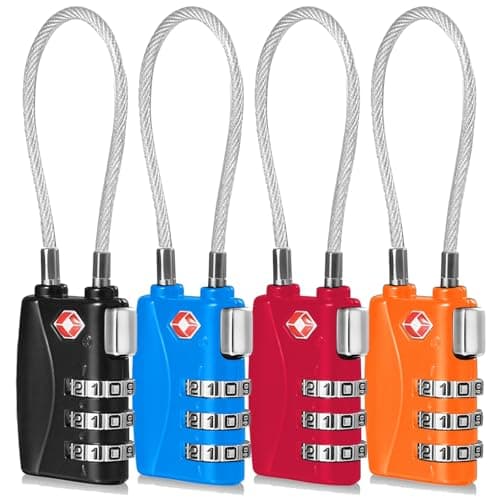 CFMOUR Suitcase Locks, 3-Dial TSA Approved Luggage Lock with Flexible Cable
