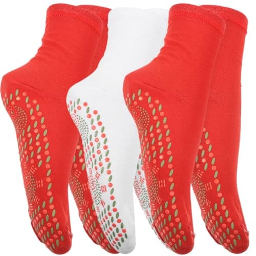3 Pairs Self Heating Cotton Warm Socks, Non Slip Bottom