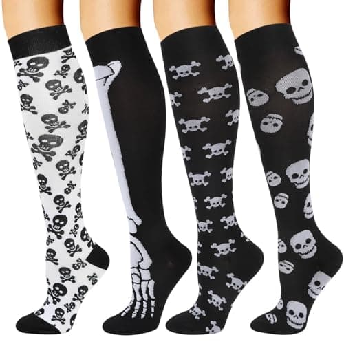 DRESHOW 4 Pairs Compression Socks for Women&Men Circulation Best Support for Athletic Running Cycling Travel