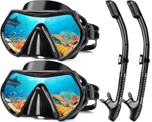 Hydomi Snorkel Set for Adults – Comfortable Leak-Proof Mask with Anti-Fog Tempered Glass, 180° Panoramic View & Dry Top Snorkel, Adjustable Diving Set for Holiday & Beach