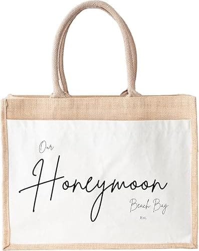 UNIQUEPGIFTS Personalised Honeymoon Beach Bag, Mr and Mrs Gift