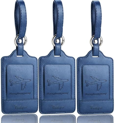Teskyer 3 Luggage Tags for Suitcases, Travel Essentials, Blue