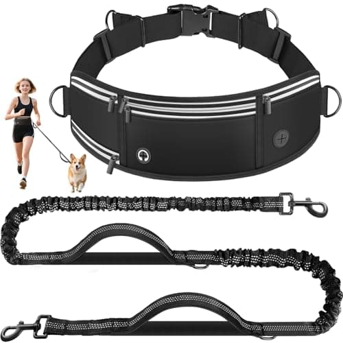 Looxmeer Hands Free Dog Running Lead with Adjustable Waist Belt 1.6–2.2m