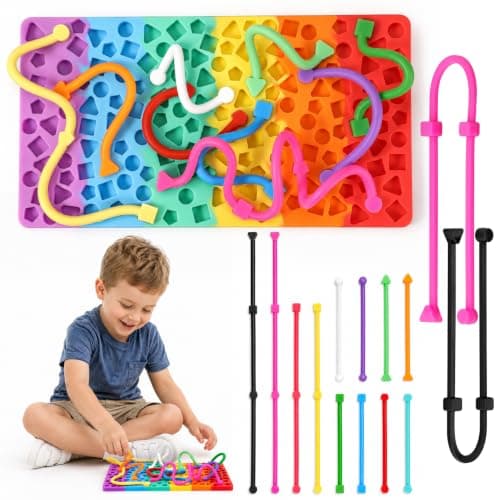 Yaskyly Sensory Activity Board Toy Gift for Kids & Adults, Silicone Fidget Toy for Travel Airplane Car, Quiet Busy Board for Autism ADHD Anxiety Relief for 3 4 5 6 7 8+ Boys Girls