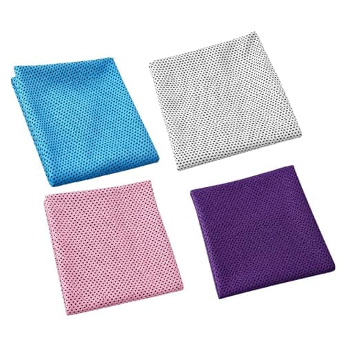 4 Pcs Cooling Towel, Microfiber Gym Towel for Sweat, Soft Breathable Chilly Towels for Neck and Face, Fast Drying Sports Towel for Fitness, Yoga, Running, Golf, Camping, Light Grey & Purple(100x30cm)