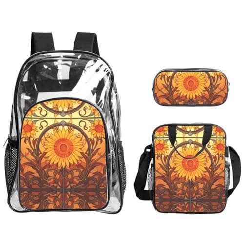 WZYCWB Gerbera with Ripple Patterned backpack set (lunch bag and pencil case) | Perfect for school, work, business trips, and travel.