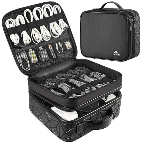 MATEIN Cable Organiser Bag, Cable Bag, Tech Pouch, Cable Storage Box, Black