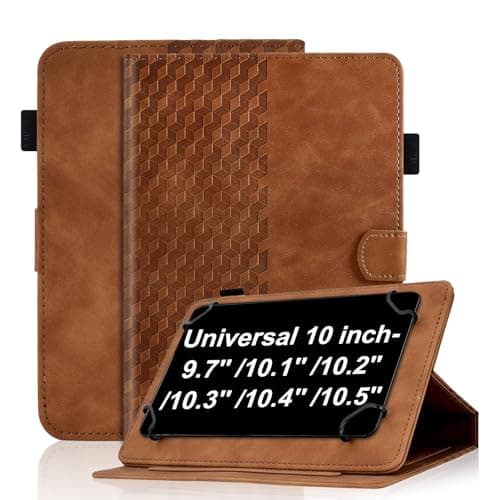 Universal Protective Case for 10-inch Tablet Premium Leather Case Folio Book Cover Multi-Angle Stand Pen Holder Universal Case Cover for 9.7'' 10.1'' 10.2'' 10.3'' 10.4'' 10.5'' Tablet,