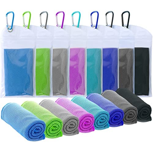 SZELAM 8 Packs Cooling Towel (40"x12"),Ice Towel,Soft Breathable Instant Towel,Microfiber Cool Towel for Yoga,Golf,Sport,Gym,Workout,Camping,Fitness,Outdoor &More Activities (8 packs mix color)