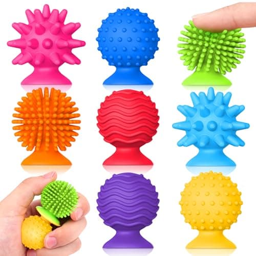Sensory Fidget Toys for Kids: 8pcs Textured Suction Toys for Sensory Play