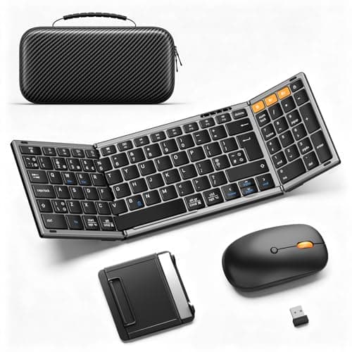 Foldable Keyboard and Mouse Combo,Portable Folding Keyboard for Laptop iPad
